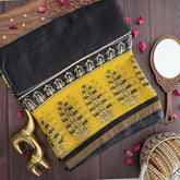 Vriksham Black And Yellow Golden Border Kota Cotton Saree-VS4463